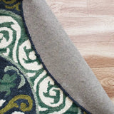 5' Round Blue and Green Ornate Medallion Area Rug - Homeroots