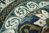 5' Round Blue and Green Ornate Medallion Area Rug - Homeroots - Flyclothing LLC
