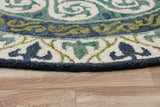 7' Round Blue and Green Ornate Medallion Area Rug - Homeroots - Flyclothing LLC