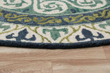 7' Round Blue and Green Ornate Medallion Area Rug - Homeroots - Flyclothing LLC