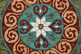 5' Round Red and Sage Medallion Area Rug - Homeroots