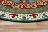 5' Round Red and Sage Medallion Area Rug - Homeroots - Flyclothing LLC
