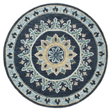 5' Round Blue Floral Medallion Area Rug - Homeroots