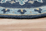 7' Round Blue Floral Medallion Area Rug - Homeroots - Flyclothing LLC