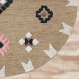 5' Taupe Round Wool Hand Hooked Handmade Area Rug - Homeroots - Flyclothing LLC