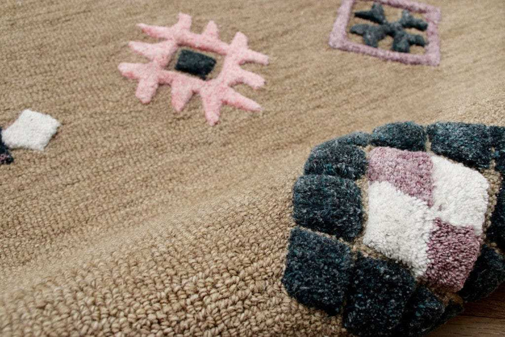 5' Taupe Round Wool Hand Hooked Handmade Area Rug - Homeroots - Flyclothing LLC