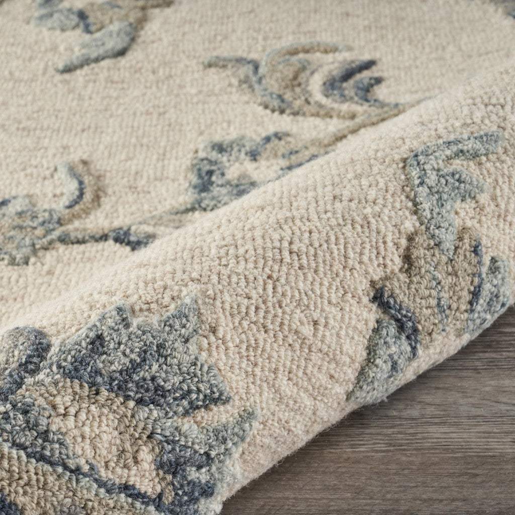5' Light Blue Round Wool Hand Tufted Area Rug - Homeroots - Flyclothing LLC
