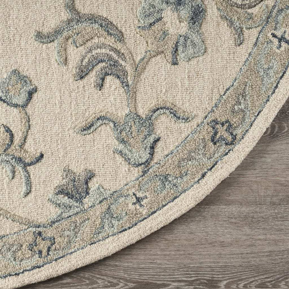 5' Light Blue Round Wool Hand Tufted Area Rug - Homeroots - Flyclothing LLC