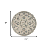 5' Light Blue Round Wool Hand Tufted Area Rug - Homeroots