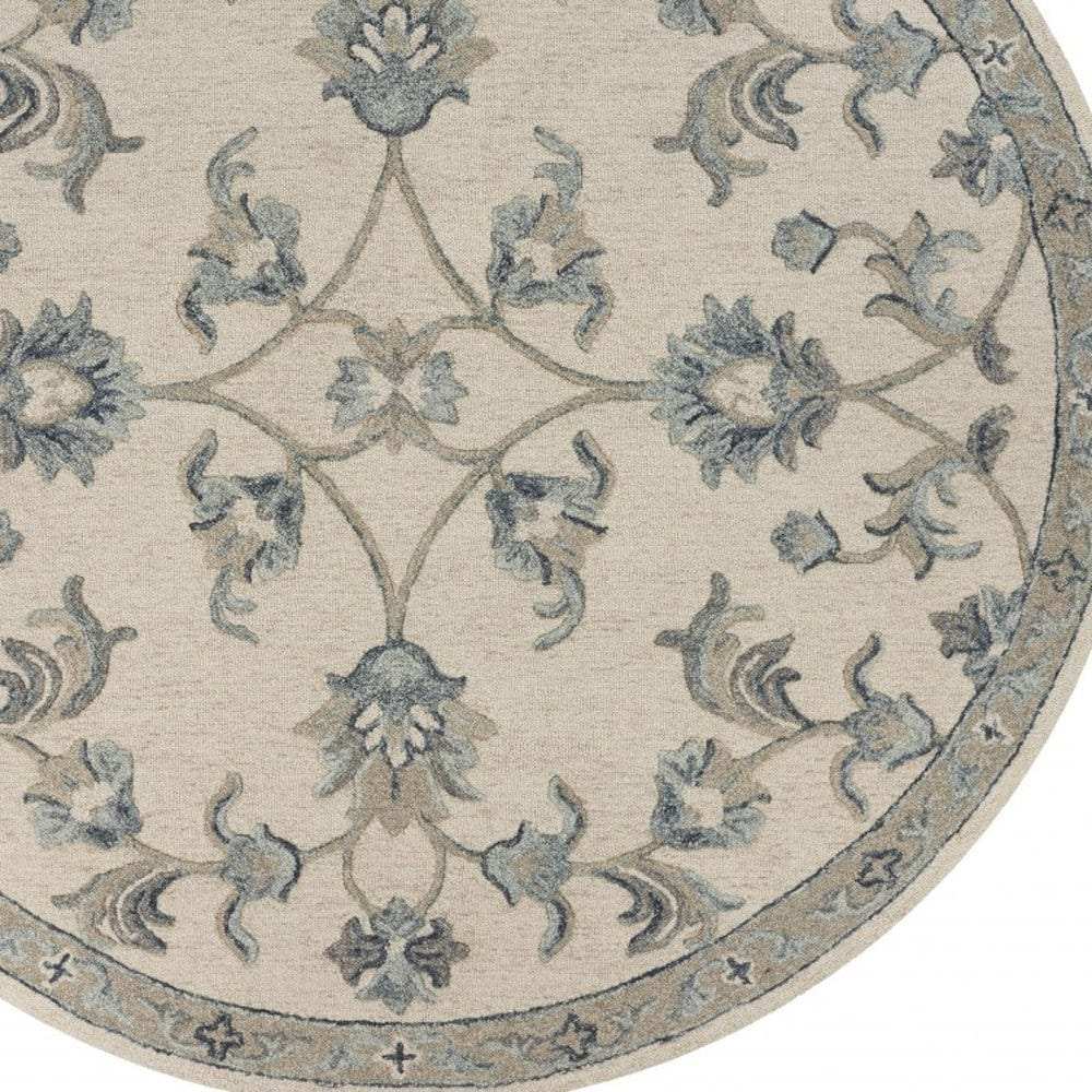 5' Light Blue Round Wool Hand Tufted Area Rug - Homeroots - Flyclothing LLC