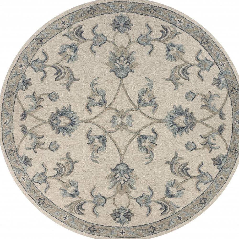 5' Light Blue Round Wool Hand Tufted Area Rug - Homeroots - Flyclothing LLC