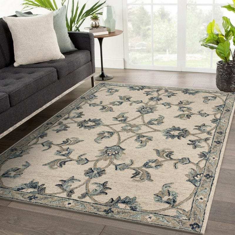 7' X 9' Light Blue Wool Hand Tufted Area Rug - Homeroots - Flyclothing LLC
