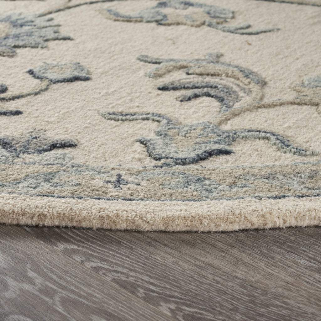 7' Light Blue Round Wool Hand Tufted Area Rug - Homeroots - Flyclothing LLC