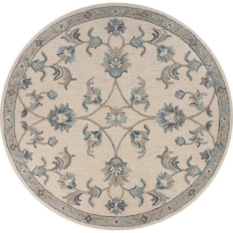 7' Light Blue Round Wool Hand Tufted Area Rug - Homeroots