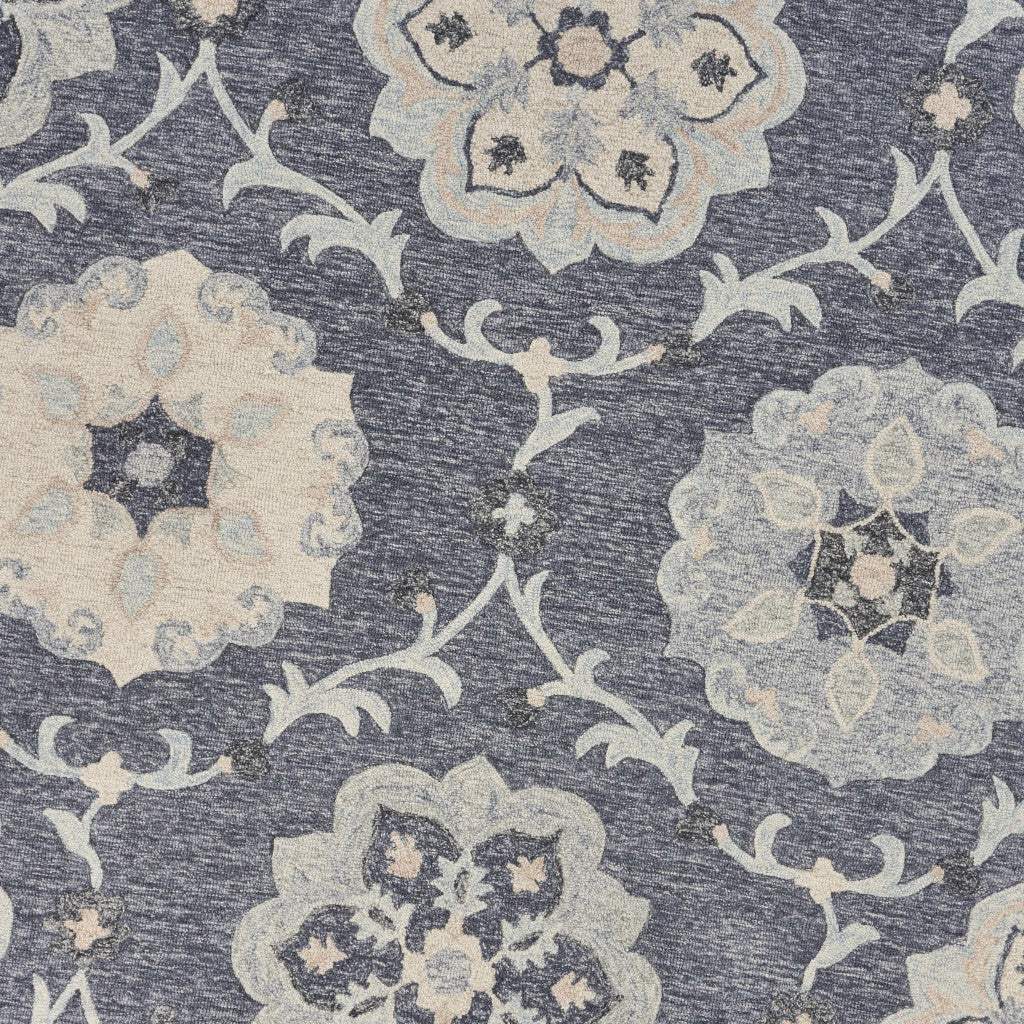 5' Blue And Gray Round Wool Hand Tufted Area Rug - Homeroots - Flyclothing LLC