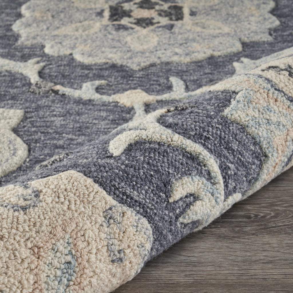 5' Blue And Gray Round Wool Hand Tufted Area Rug - Homeroots - Flyclothing LLC