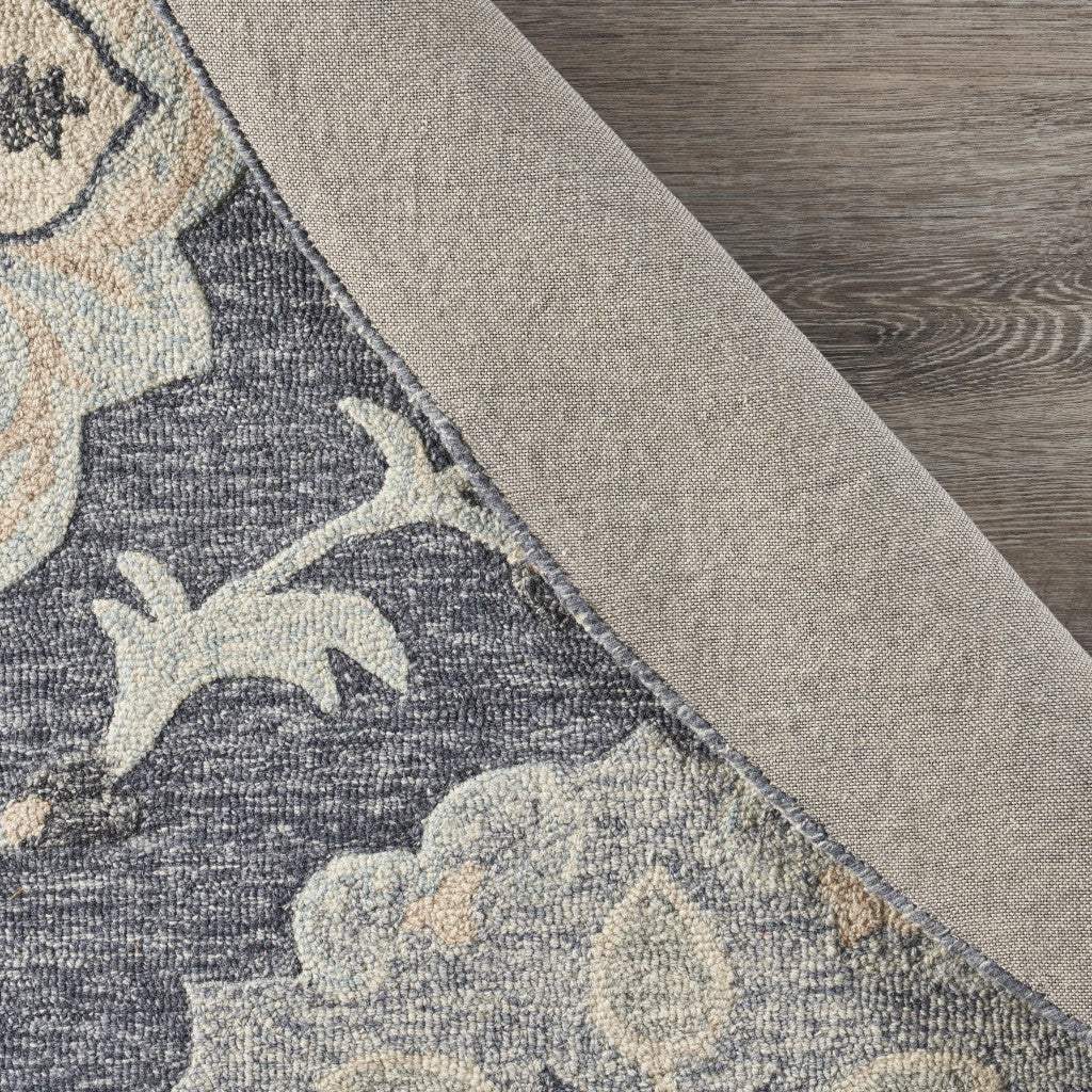 5' Blue And Gray Round Wool Hand Tufted Area Rug - Homeroots - Flyclothing LLC