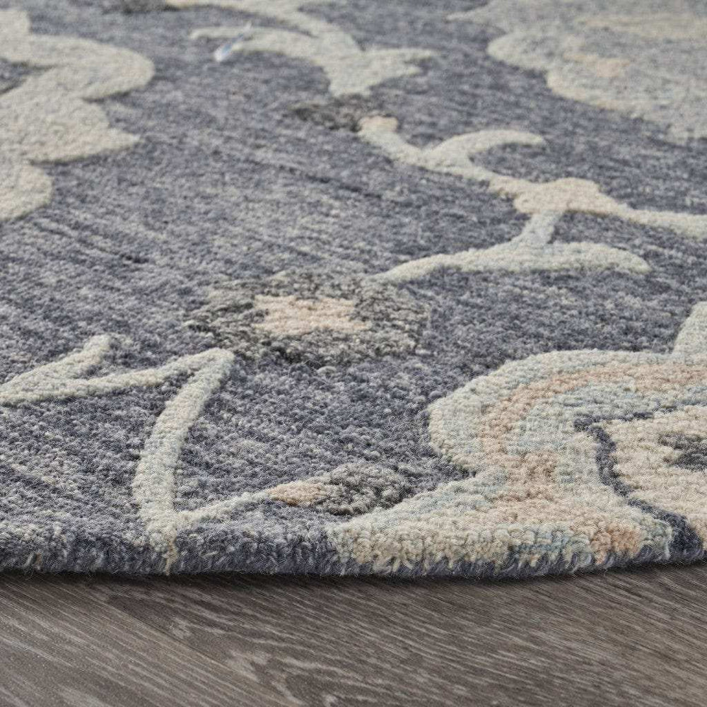 7' Blue And Gray Round Wool Hand Tufted Area Rug - Homeroots - Flyclothing LLC