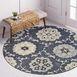 7' Blue And Gray Round Wool Hand Tufted Area Rug - Homeroots - Flyclothing LLC