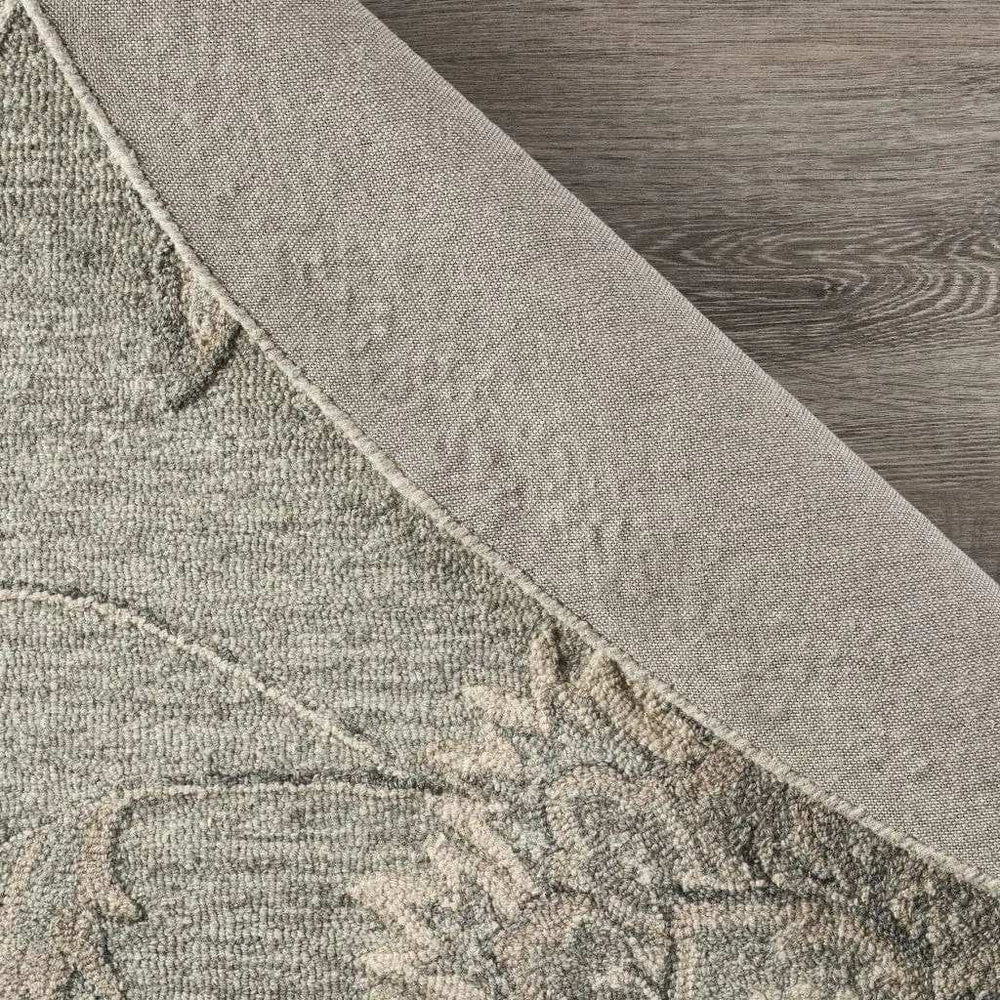 5' Gray Round Wool Hand Tufted Area Rug - Homeroots - Flyclothing LLC