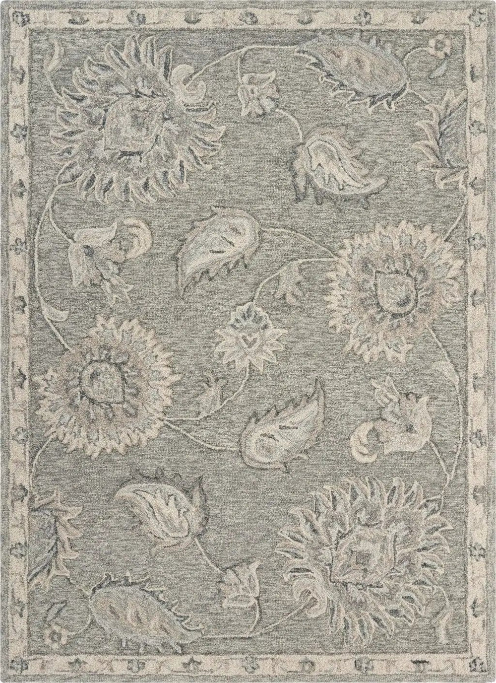 7' X 9' Gray Wool Hand Tufted Area Rug - Homeroots
