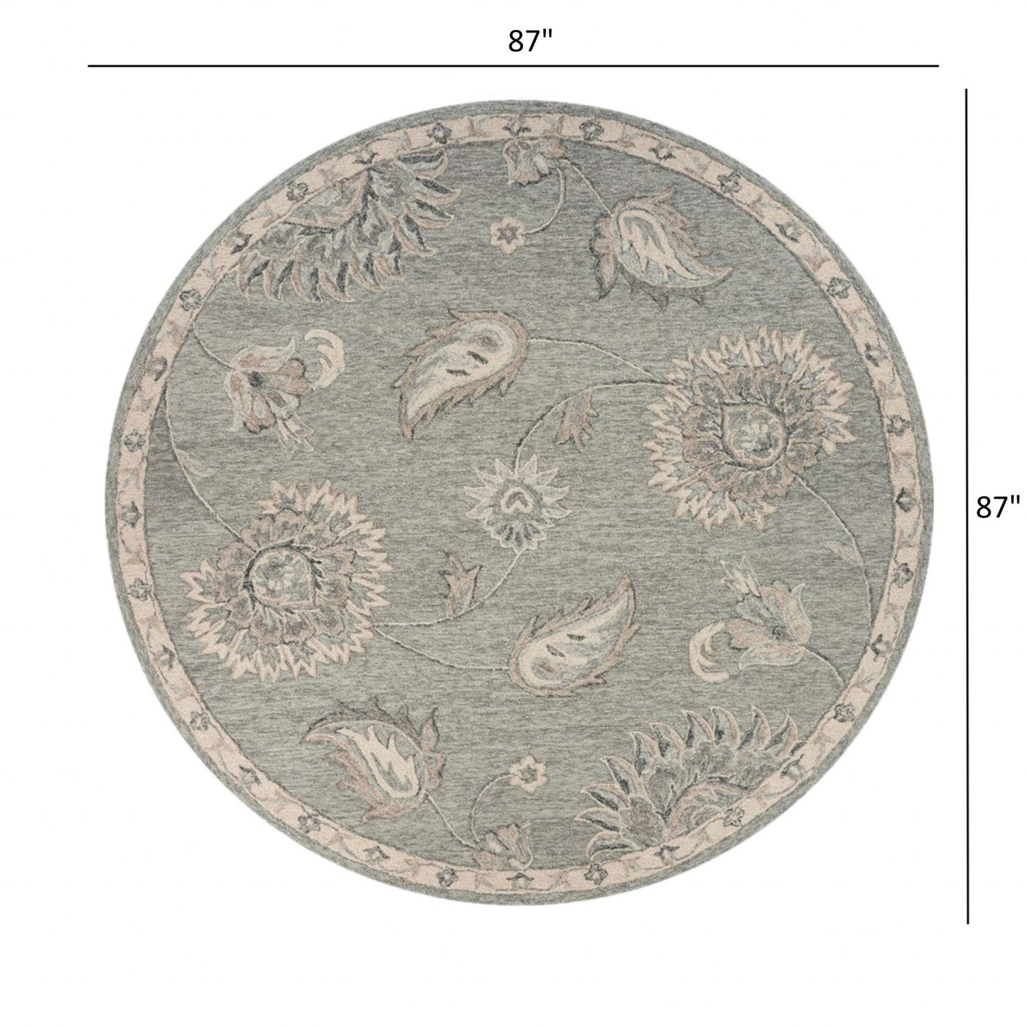 7' Gray Round Wool Hand Tufted Area Rug - Homeroots - Flyclothing LLC