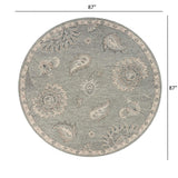 7' Gray Round Wool Hand Tufted Area Rug - Homeroots - Flyclothing LLC