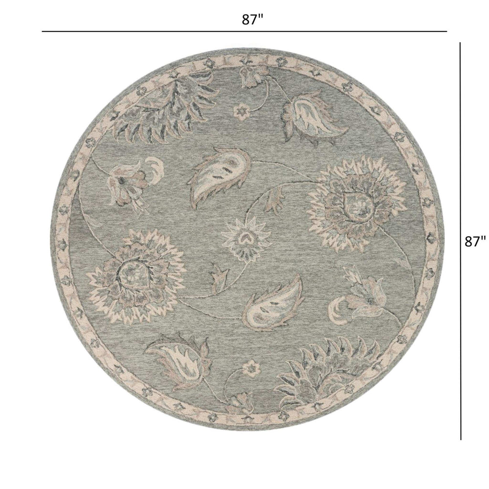 7' Gray Round Wool Hand Tufted Area Rug - Homeroots - Flyclothing LLC