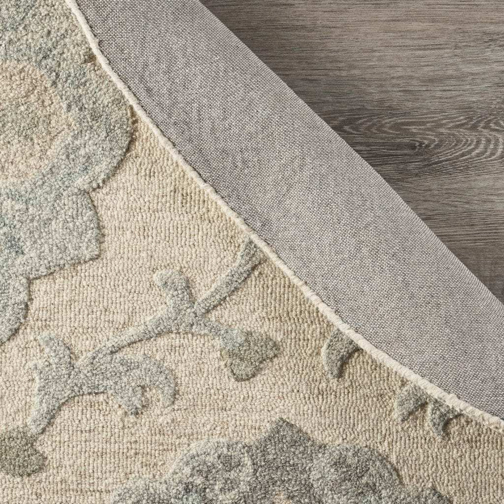 5' Blue And Ivory Round Wool Hand Tufted Area Rug - Homeroots - Flyclothing LLC