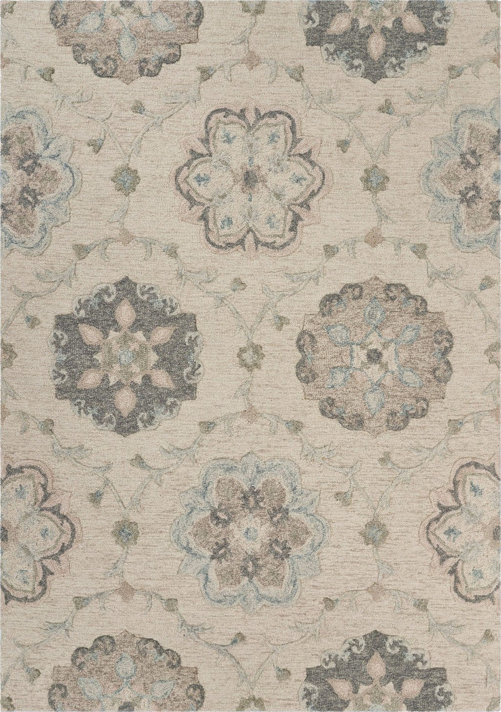 7' X 9' Blue And Ivory Wool Hand Tufted Area Rug - Homeroots