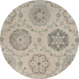 7' Blue And Ivory Round Wool Hand Tufted Area Rug - Homeroots