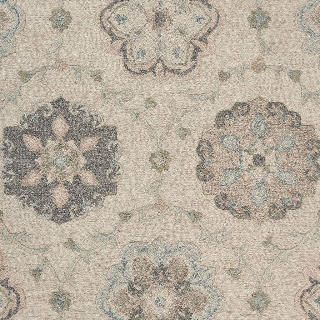 7' Blue And Ivory Round Wool Hand Tufted Area Rug - Homeroots - Flyclothing LLC