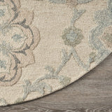 7' Blue And Ivory Round Wool Hand Tufted Area Rug - Homeroots