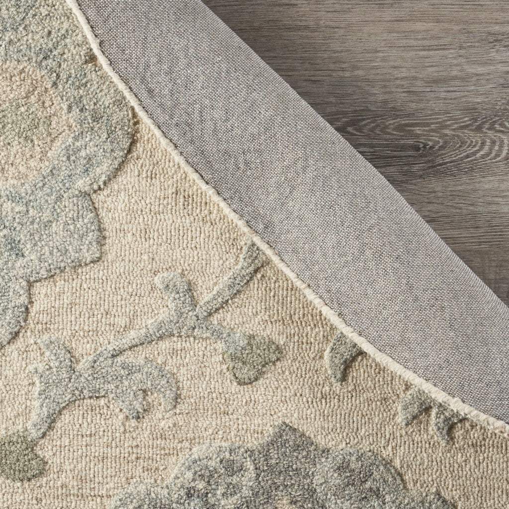 7' Blue And Ivory Round Wool Hand Tufted Area Rug - Homeroots - Flyclothing LLC
