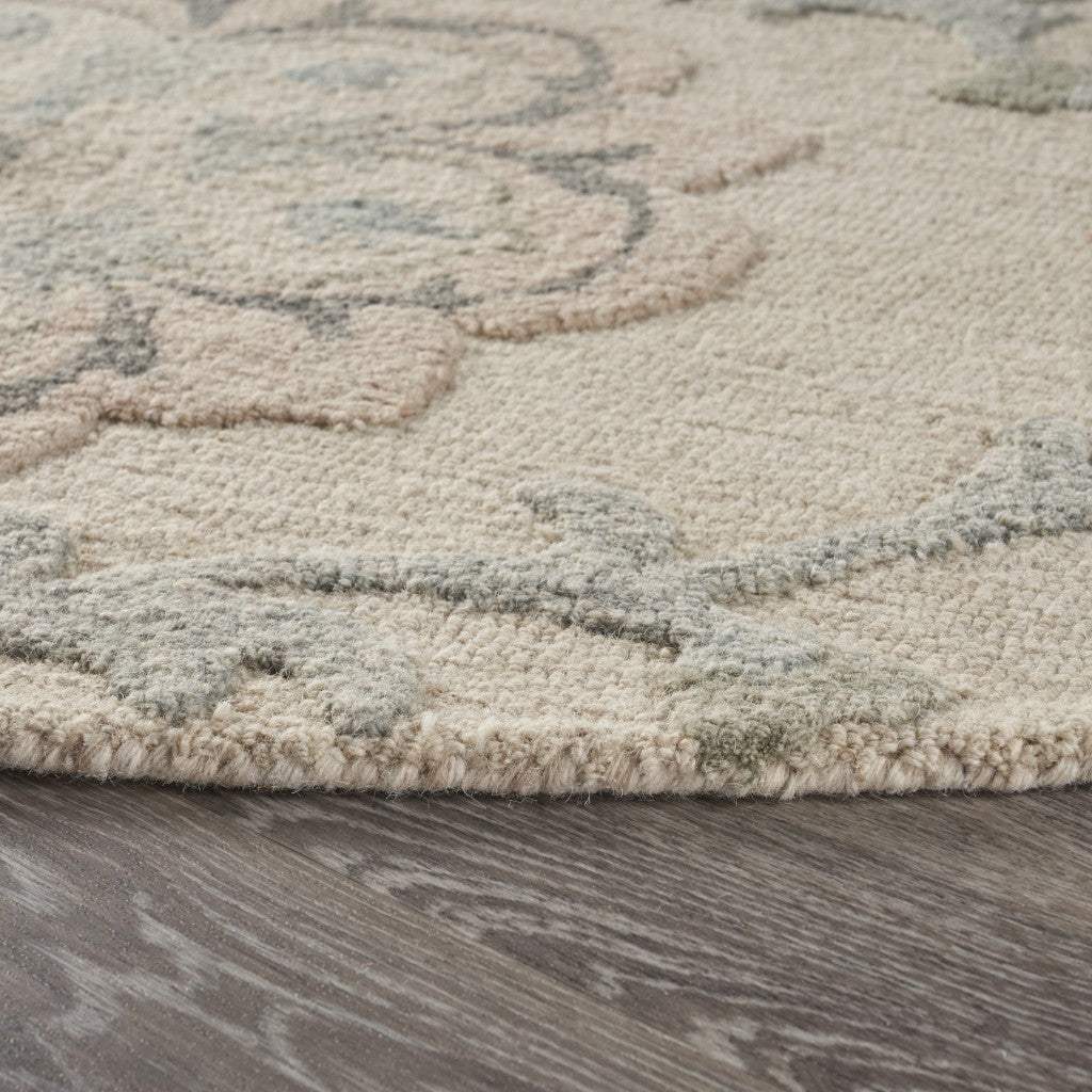 7' Blue And Ivory Round Wool Hand Tufted Area Rug - Homeroots - Flyclothing LLC