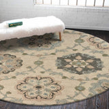 7' Blue And Ivory Round Wool Hand Tufted Area Rug - Homeroots - Flyclothing LLC