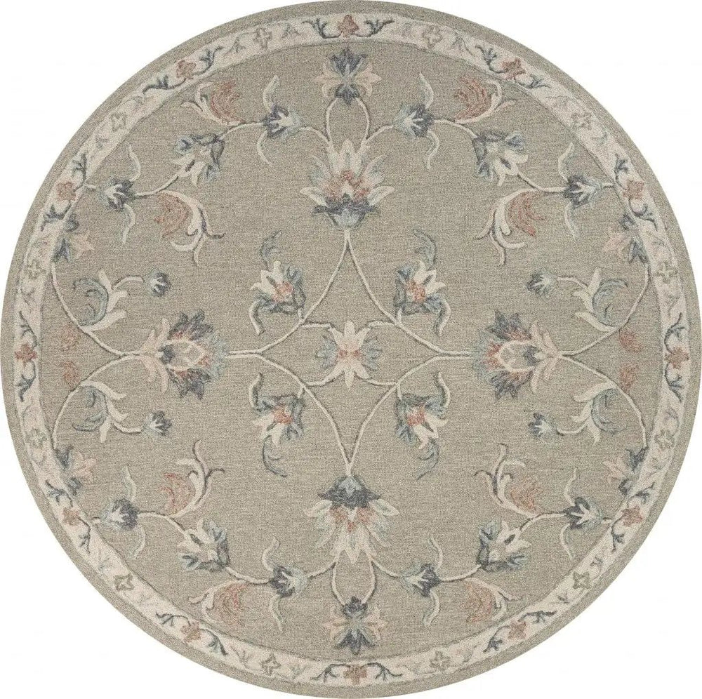 5' Gray Round Wool Hand Tufted Area Rug - Homeroots