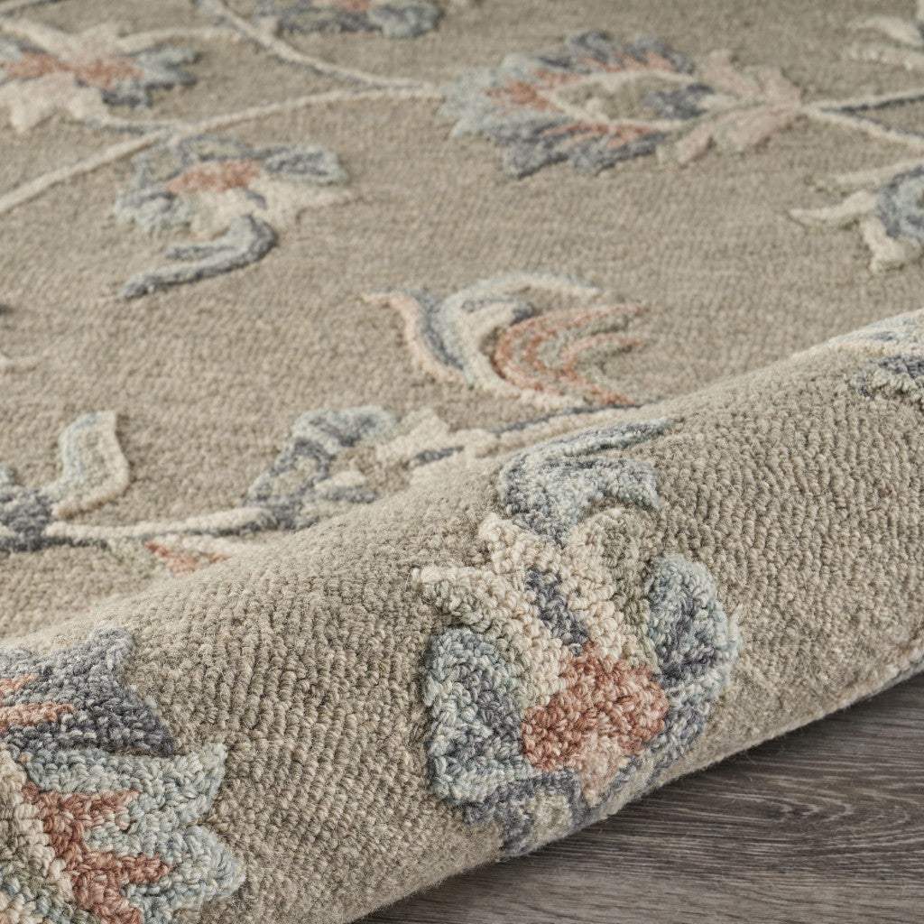 7' Gray Round Wool Hand Tufted Area Rug - Homeroots - Flyclothing LLC