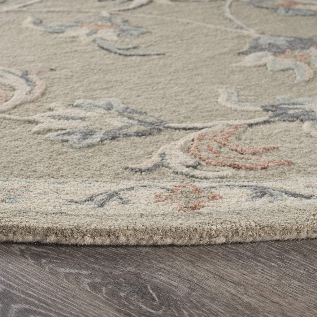 7' Gray Round Wool Hand Tufted Area Rug - Homeroots - Flyclothing LLC