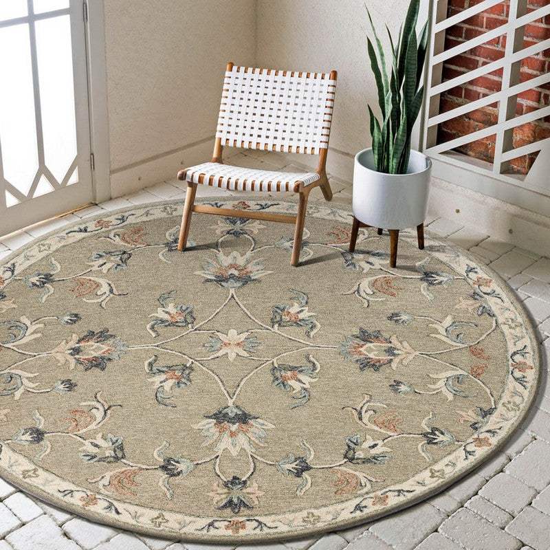 7' Gray Round Wool Hand Tufted Area Rug - Homeroots - Flyclothing LLC