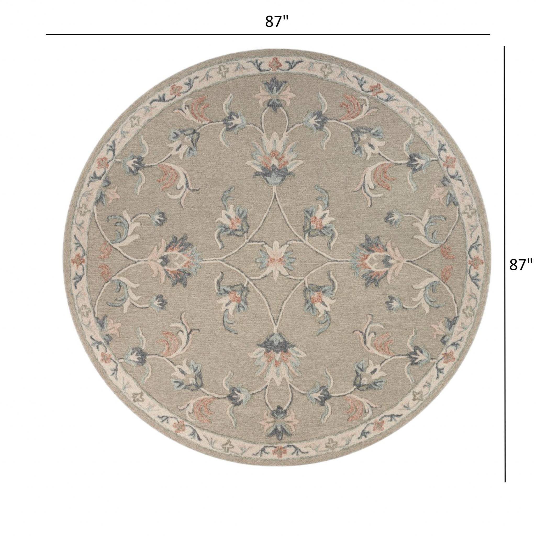 7' Gray Round Wool Hand Tufted Area Rug - Homeroots - Flyclothing LLC