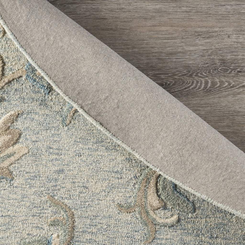 5' Blue And Ivory Round Wool Hand Tufted Area Rug - Homeroots - Flyclothing LLC