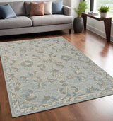 5' X 7' Blue And Ivory Wool Hand Tufted Area Rug - Homeroots - Flyclothing LLC