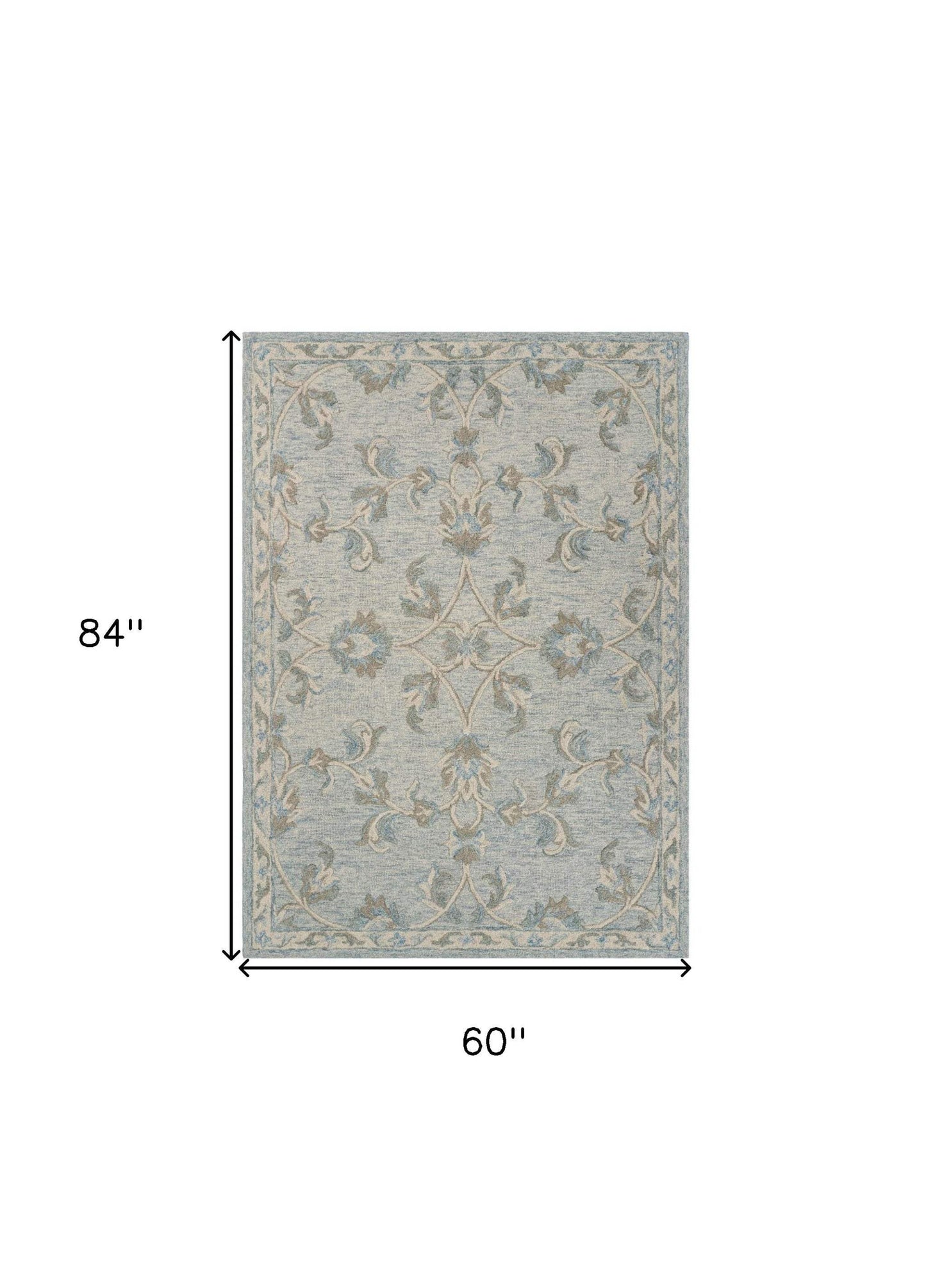 5' X 7' Blue And Ivory Wool Hand Tufted Area Rug - Homeroots - Flyclothing LLC