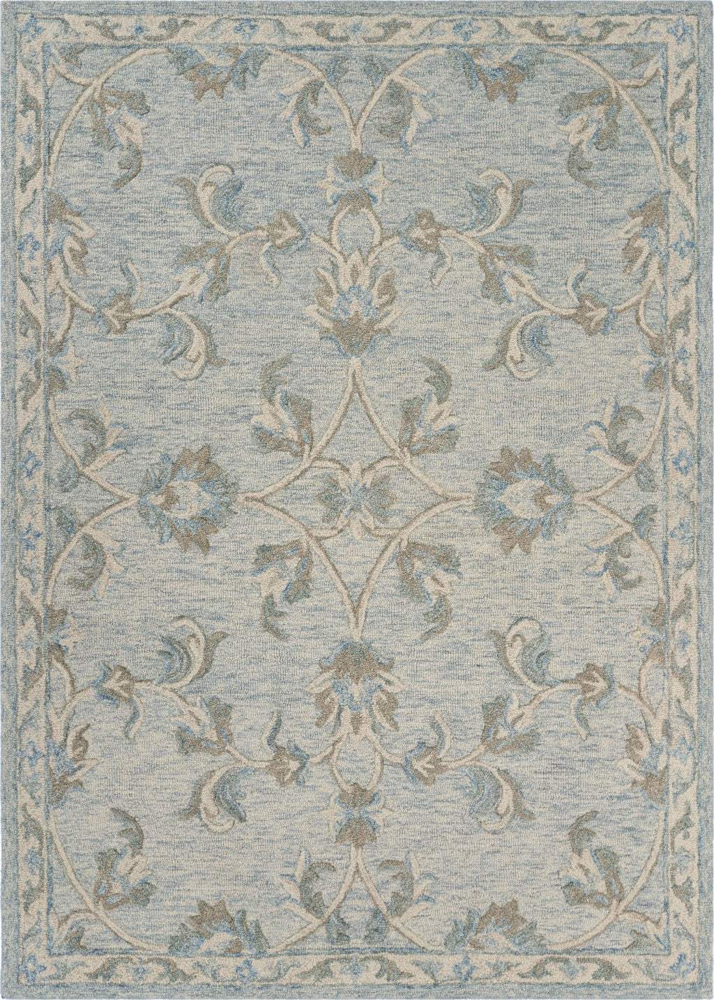 7' X 9' Blue And Ivory Wool Hand Tufted Area Rug - Homeroots - Flyclothing LLC