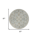 7' Blue And Ivory Round Wool Hand Tufted Area Rug - Homeroots