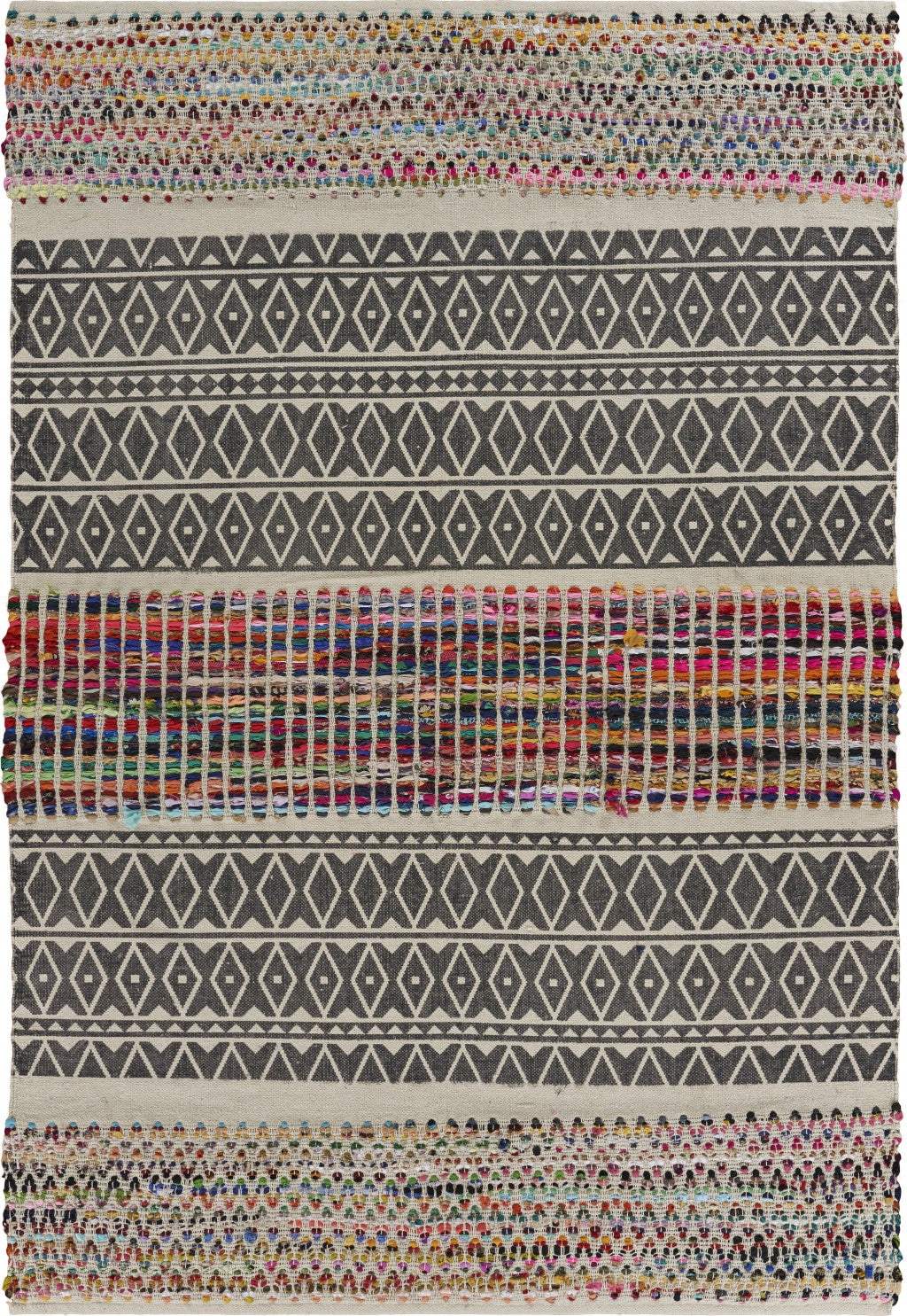 3' x 5' Colorful Traditional Chindi Area Rug - Homeroots - Flyclothing LLC