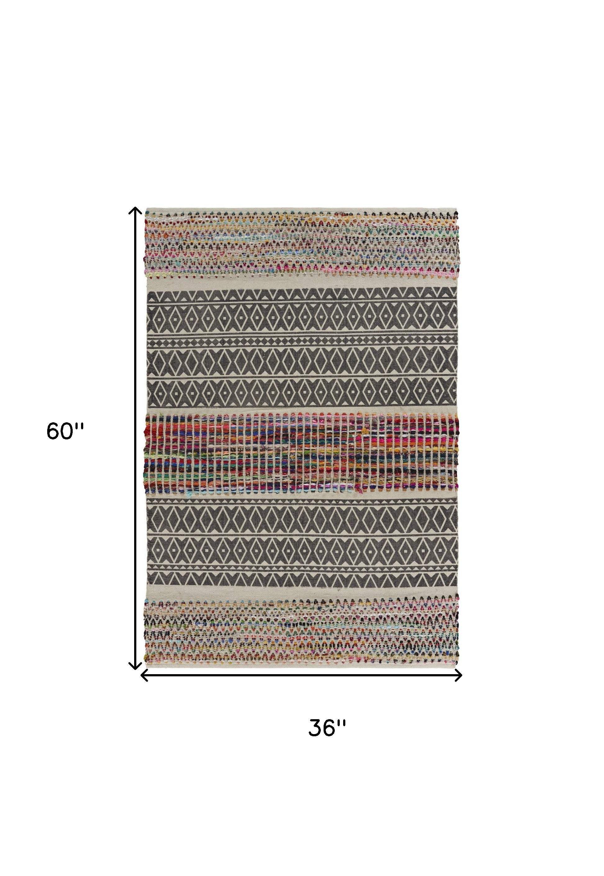 3' x 5' Colorful Traditional Chindi Area Rug - Homeroots - Flyclothing LLC