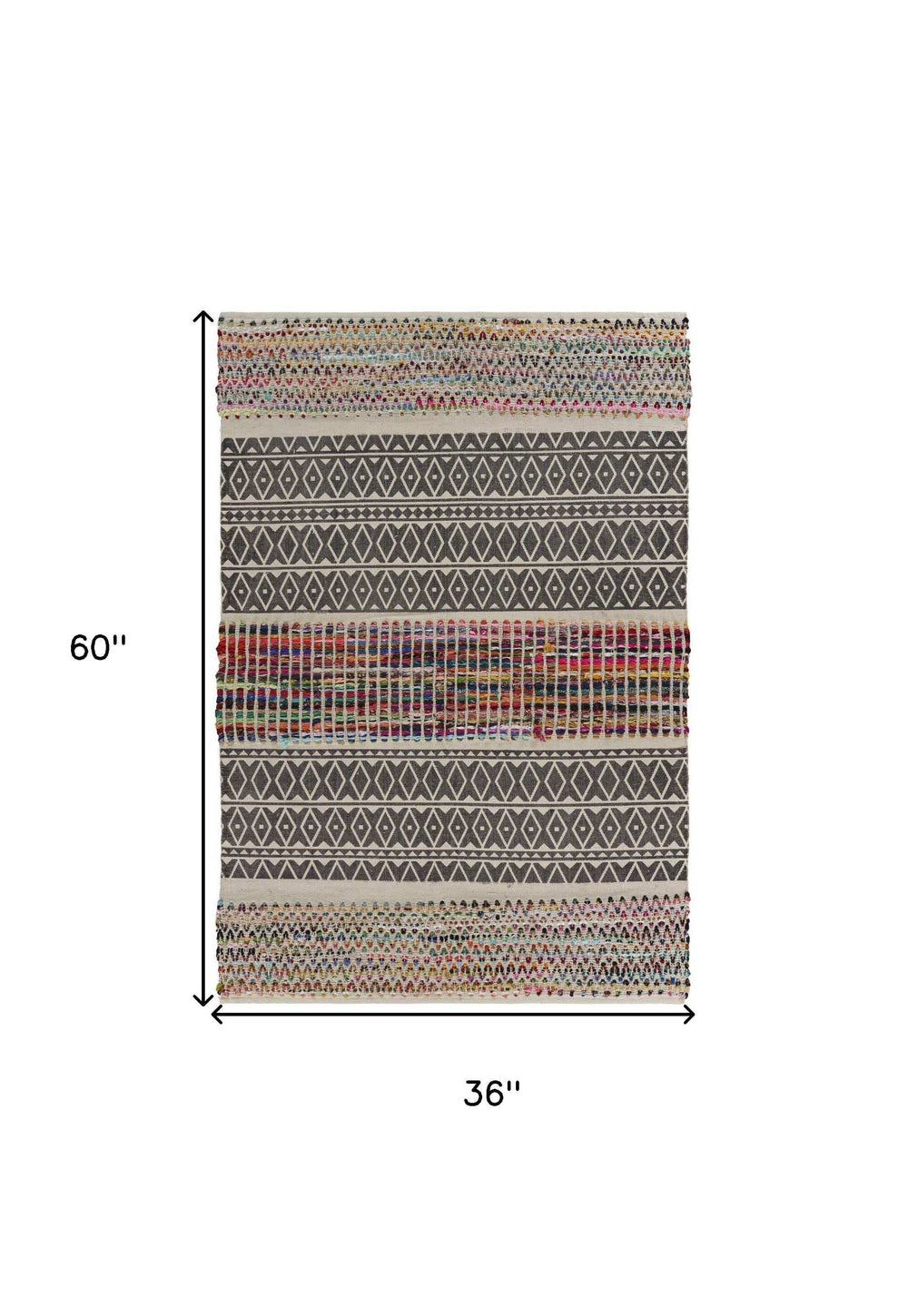 3' x 5' Colorful Traditional Chindi Area Rug - Homeroots - Flyclothing LLC