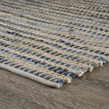 5' X 7' Blue and Beige Striped Area Rug - Homeroots